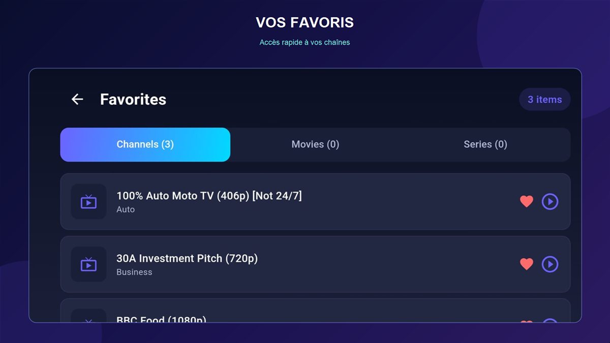 Lumi Player Pro favourites screen